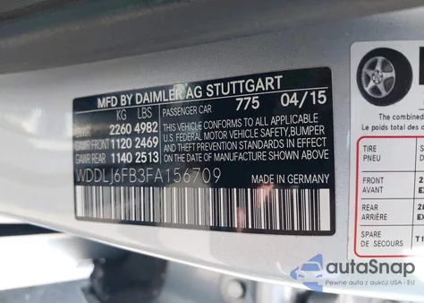 2015 Mercedes-Benz Cls 400 из США, поврежденный, VIN WDDLJ6FB3FA156709